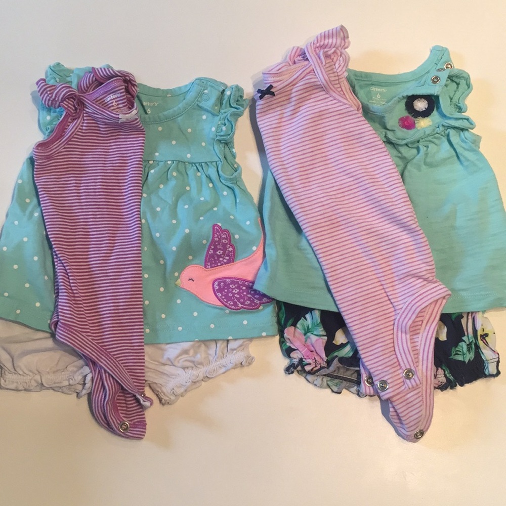 2  6 month carters sleeveless baby girl sets